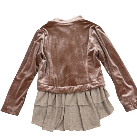 Mia Joy Joyfolie Velvet & Ruffle Girls Mollie Jacket Size 6 Pink Velvet NWT - Picture 4 of 4